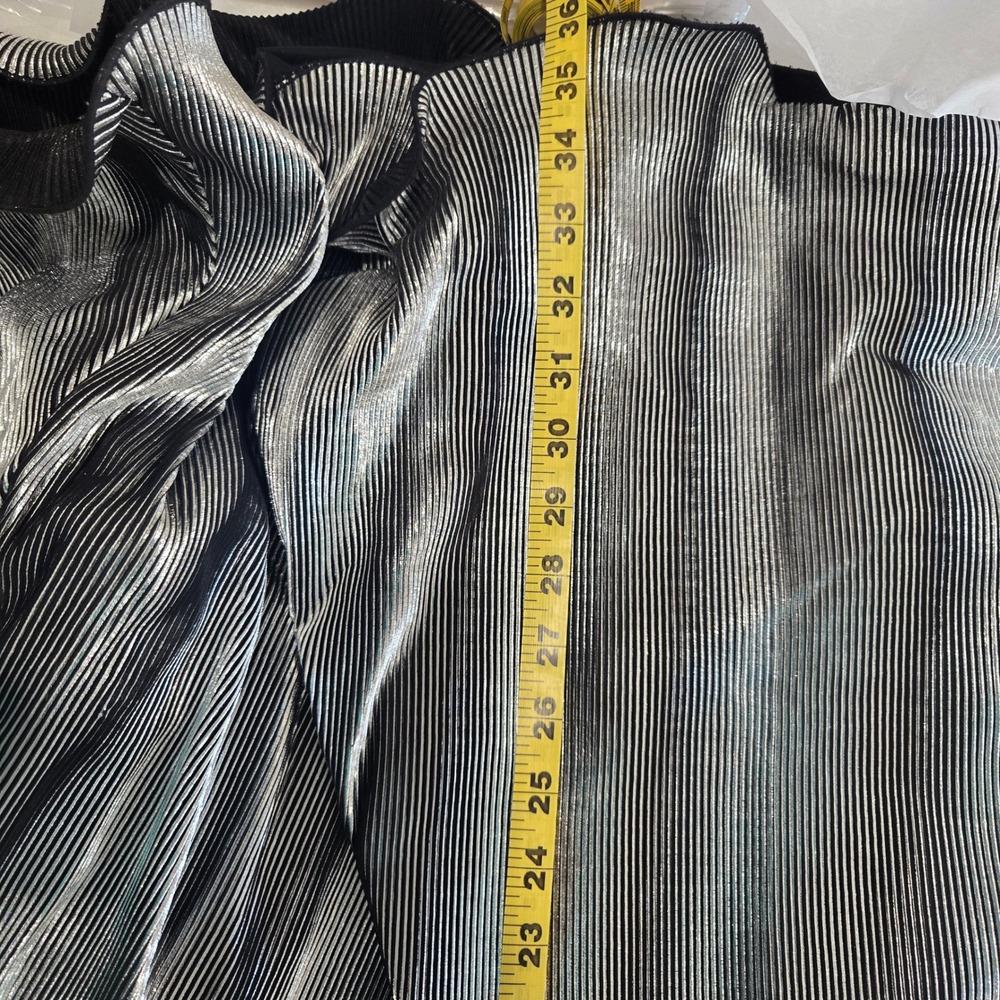Vintage Rivar's 3/4 One Shoulder Silver Metallic Pleated Gown Formal Prom Dress - Picture 6 of 12